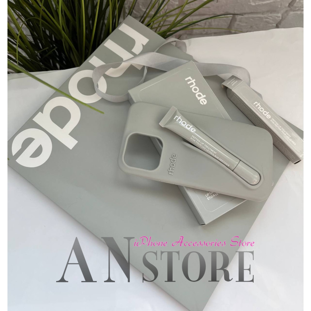 Чохол rhode з блиском для губ на iPhone 12 в сірому кольорі LIP CASE GREY COLOR 